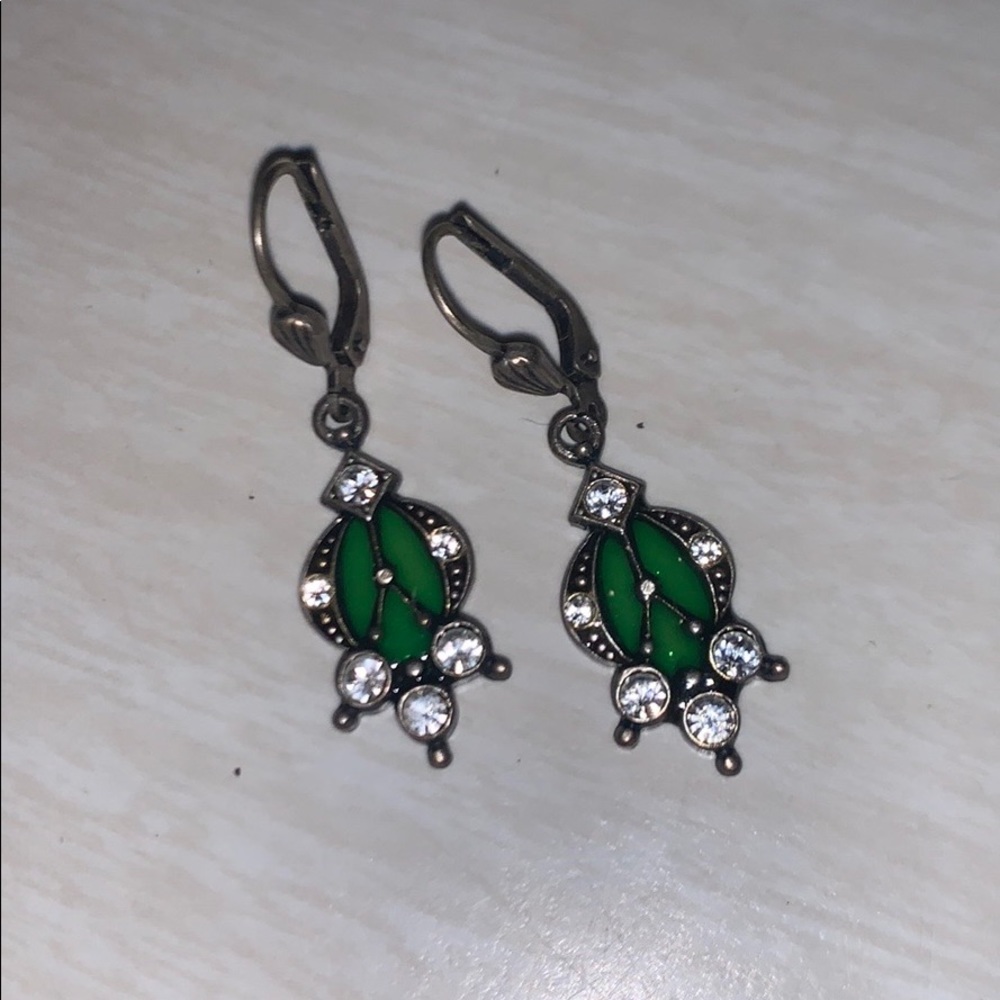 Antique vintage malachite earrings